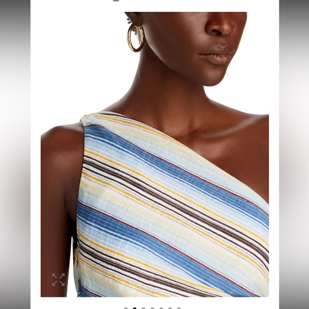 ALC Carolyn One-Shoulder Blue Striped Midi Dress - Picture 4 of 7